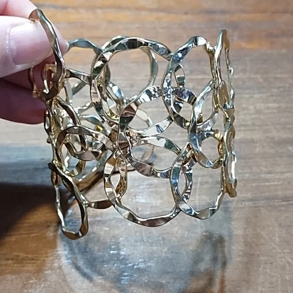 Three Cuff Style Bracelets, Etched Copper, Filigree Gold & Silver Colour - Picture 11 of 12